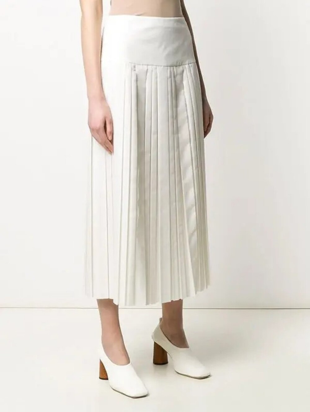 THE ROW Magdita Extended Waistband Pleated Midi Skirt In Ivory US 8 Org $1,470 - Picture 3 of 16